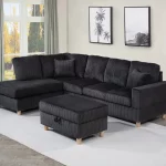 BQS03 –3PC Velvet Corduroy Reversible Sectional