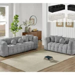 BQ-S10 Boucle Fabric Tufted Sofa & Loveseat with Pillows