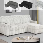 BQ-S20-23: 2-Piece Reversible Corduroy Sectional with Pull Out Bed