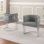 BQ-SC020 Teddy fabric barrel chairs with Silver base