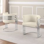 BQ-SC023 Teddy fabric barrel chairs with Silver base