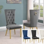 BQ-SC334 – 337: Velvet Side Chairs w Gold Stainless Steel