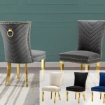 BQ-SC364 – 367: Velvet Side Chairs with Gold Stainless Steel