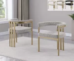 BQ-SC384-7: Boucle Fabric Side Chairs with Brushed Gold Chrome