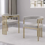 BQ-SC384-7: Boucle Fabric Side Chairs with Brushed Gold Chrome
