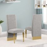 BQ-SC564-7: Boucle Fabric Side Chairs with Gold Chrome