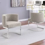 BQ-SC590 – 3: Single Boucle Sled Chair w/ Chrome