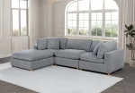 BQSE05 –4PC:2CC+1AC+1OT 7: 40″x40″ Modular Sectional in Boucle Fabric