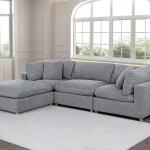 BQSE05 –4PC:2CC+1AC+1OT 7: 40″x40″ Modular Sectional in Boucle Fabric