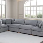 BQSE05 – 5PC: 3CC+2AC 7: 40″x40″ Modular Sectional in Boucle Fabric