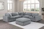 BQSE05 –6PC:3CC+2AC+1OT 7: 40″x40″ Modular Sectional in Boucle Fabric