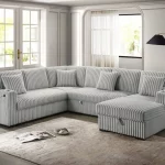 BQ-SE140-2: U-Shaped 3 Piece Sectional with Storage Chaise & Pullout Bed