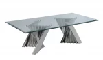 BQ-CT01 Glass Coffee Table with Stainless Steel Double Base