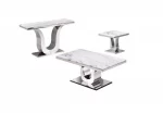 BQ-27-8-9 Classic 3pc Set: Marble Top Coffee Table, End table, and Console Table with Stainless Steel Base - Image 2