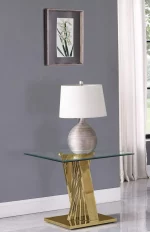 BQ-CT05 Glass End Table with Stainless Steel Gold Base - Image 2