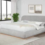 BQ-B16 & B17: Platform Bed with Boucle Fabric Upholstery (EKB & QB)