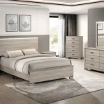 BQ-B830: Rustic Greige Bedroom Set with LED Lighting