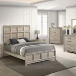 BQ-B840: Weathered Greige Bedroom Set with Panel Bed (K & Q)