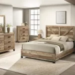 BQ-B850: Weathered Brown Pine Bedroom Set (EK & Q)