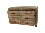 BQ-B850: Weathered Brown Pine Bedroom Set (EK & Q) - Image 4
