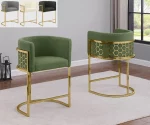 BQ-BS034-7: Single Teddy Fabric Barstools in Gold Chrome