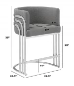BQ-BS020-3: Teddy Fabric Barstools in Chrome - Image 2