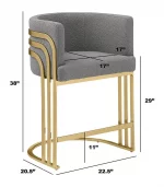 BQ-BS024-7: Teddy Fabric Barstools in Gold Chrome - Image 6