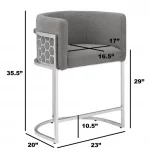 BQ-BS030-3: Single Teddy Fabric Barstool in Chrome - Image 2