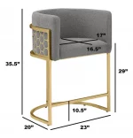 BQ-BS034-7: Single Teddy Fabric Barstools in Gold Chrome - Image 2