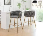 BQ- BS265-7: Braided Barrel Barstools with Boucle Fabric