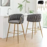 BQ- BS265-7: Braided Barrel Barstools with Boucle Fabric