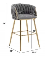 BQ- BS265-7: Braided Barrel Barstools with Boucle Fabric - Image 2