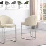 BQ-BS370-373 Teddy upholstered Barstool with Silver base