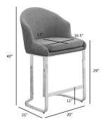 BQ-BS370-373 Teddy upholstered Barstool with Silver base - Image 2
