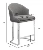 BQ-BS374-77 Teddy upholstered Barstool with Gold base - Image 2