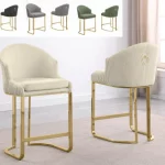 BQ-BS374-77 Teddy upholstered Barstool with Gold base