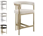 BQ-BS384 – 7: Boucle Fabric Barstool with Brushed Matte Chrome (Single)