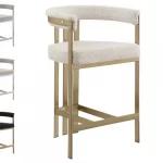 BQ-BS380 – 3: Boucle Fabric Barstool with Brushed Matte Chrome (Single)