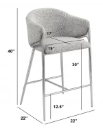 BQ-BS454 – 7: Teddy Boucle Fabric Barstools - Image 2