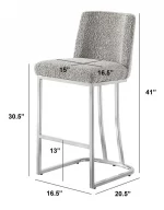 BQ-BS504 – 7: Boucle Sled Barstools w/ Chrome - Image 2