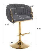 BQ-BS94 – 97 Velvet Barstools with Gold Chrome - Image 2