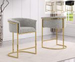 BQ-BS014-7: Boucle Fabric Barstools with Gold Chrome