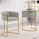 BQ-BS014-7: Boucle Fabric Barstools with Gold Chrome