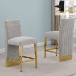 BQ-BS564-7: Boucle Fabric Barstools with Gold Chrome