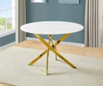 BQ- D235-DT: Round Glass with White Marble Wrap Dining Table