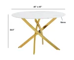 BQ- D235-DT: Round Glass with White Marble Wrap Dining Table - Image 3