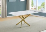 BQ- D242 Glass Dining Table with White Marble Wrap