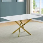 BQ- D242 Glass Dining Table with White Marble Wrap