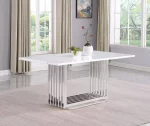 BQ- D310, D311, D312, D313 –White Marble Dining Table (2 Sizes, 2 Colors) - Image 3