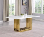 BQ- D310, D311, D312, D313 –White Marble Dining Table (2 Sizes, 2 Colors) - Image 4